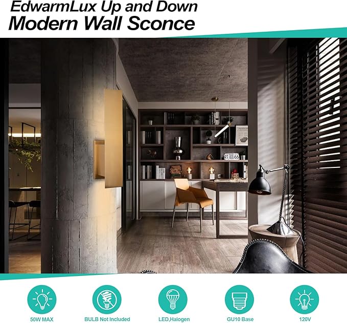 Edwarmlux Indoor Wall Sconces, Modern Wall Lights, Up and Down Wall Mount Light