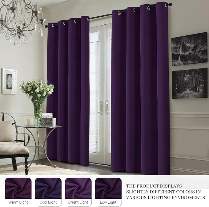 Yakamok 100% Blackout Curtain Panels 84 inches Cold and Light Blocking Drapes