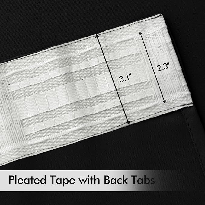 MIULEE Back Tab Blackout Curtains 120 Inch Long 2 Panels Set