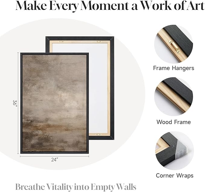 Large Framed Neutral Abstract Wall Art Set of 2