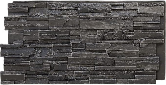 EverStone Cascade Faux Stone Panel, 48 5/8"W x 24 3/4"H x 1 1/4"D, Dark River