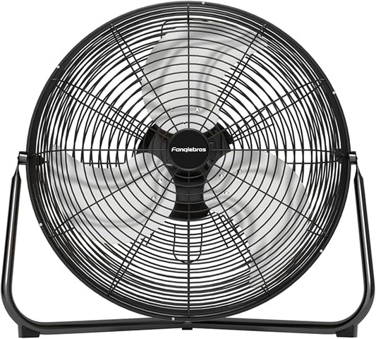 20" High Velocity Floor Fan, 5300 CFM Heavy Duty Industrial Floor Fan, 3 Speed, 360 Degree Tilt, Quiet Operation for Warehouse, Basement, Factory, Barn, Garage - UL Safety Listed
