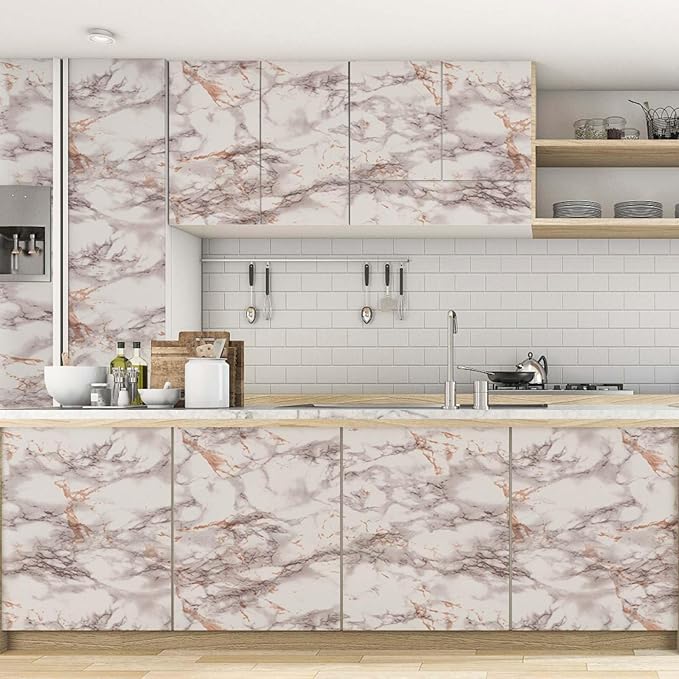 Abyssaly Marble Contact Paper Brown Peel and Stick Countertops Waterproof