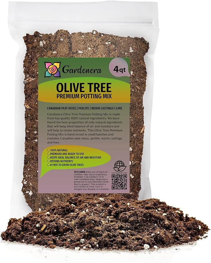 Gardenera Olive Tree Premium Potting Mix - Create a Mediterranean Paradise in Your Backyard - 4 Quart