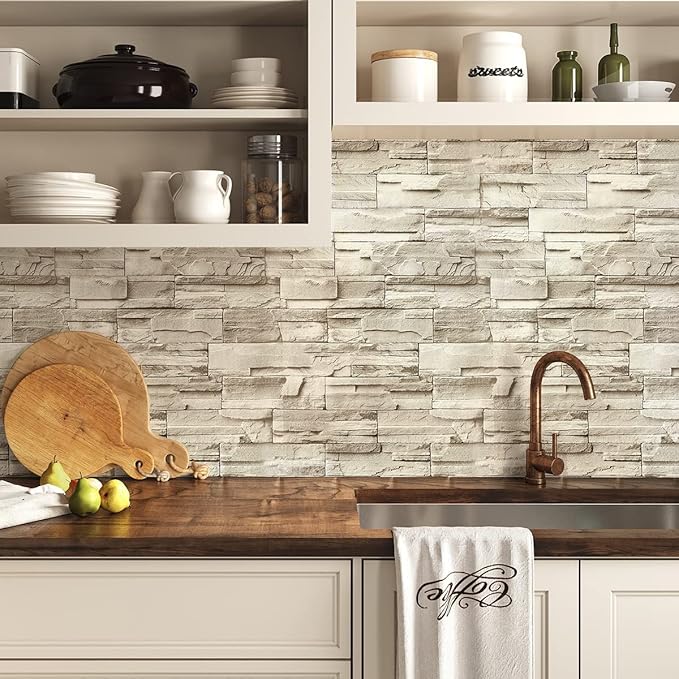 Jeweluck Stone Wallpaper Peel and Stick Brick Wallpaper 17.7”×236.2” Brick