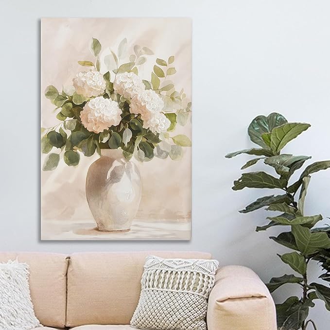 Hand painted Rustic Farmhouse Flower Canvas Wall Art, Soothing Calming Nature