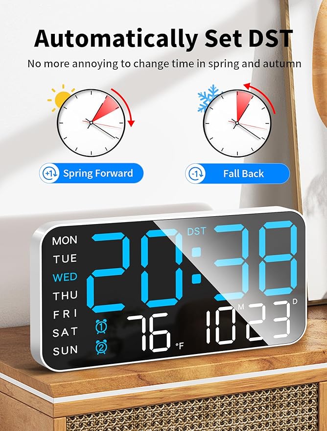 MASHI 8.4''Large Digital Wall Clock, Led Alarm Clock