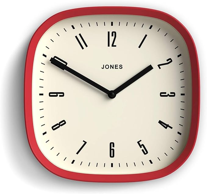 JONES CLOCKS® Marvel wall Clock | Modern Retro Rounded Square Clock | 10 inch |