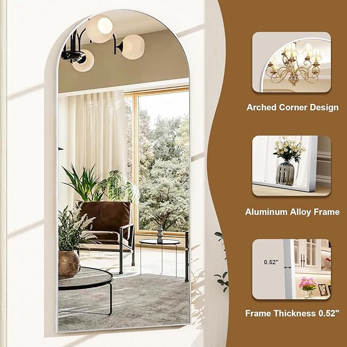 HARRITPURE 56"x21" Arched Full Length Mirror Free Standing Floor Mirrors