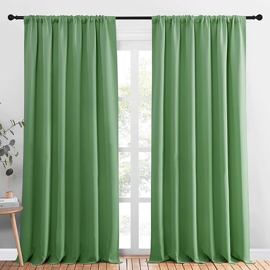 NICETOWN Blackout Curtains Window Draperies, Froest Green, 70 by 95 inches Long
