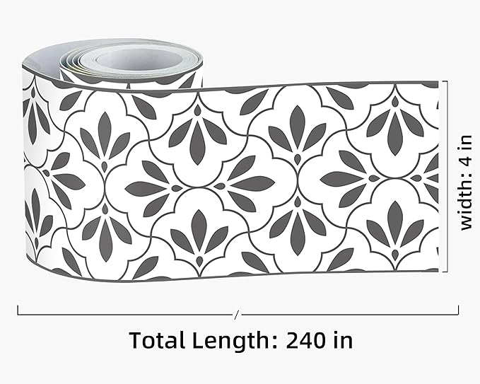 FLFK Wallpaper Border Black and White Patterns Peel and Stick Wall Border Self