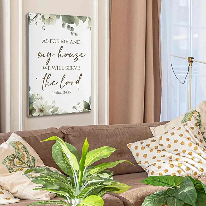 HIWX Christian Wall Decor, as for Me and My House Bible Verses Sage Green