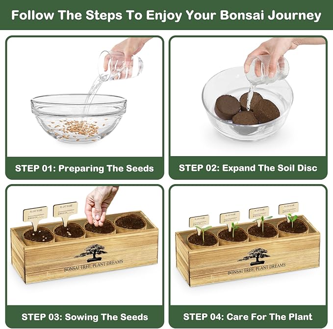 LUOJIBIE Bonsai Tree Kit, Complete Bonzai Tree Starter Kits, for Mom, Unique Christmas Birthday Gardening Gifts for Women Mom Men Grandkids, Crafts Hobby Kits