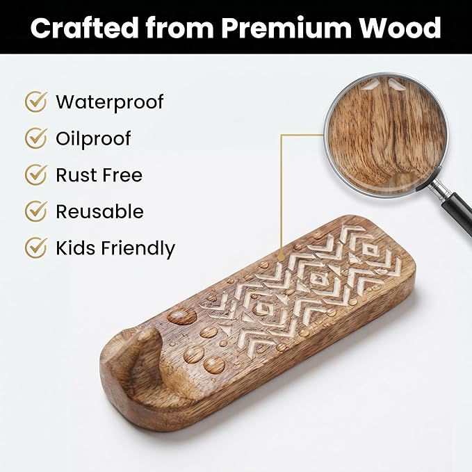 Indian Shelf 10 LB Decorative Wood Adhesive Wall Hooks – Boho Peel and Stick