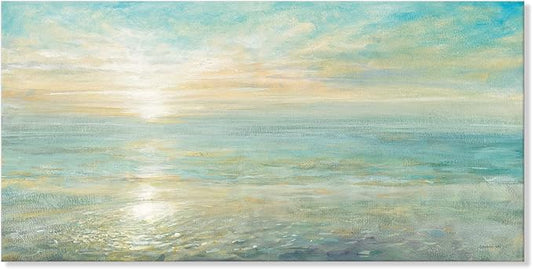 Goldfoilart Beach Sunrise Pictures Ocean Wall Art Coastal Canvas Prints Sea