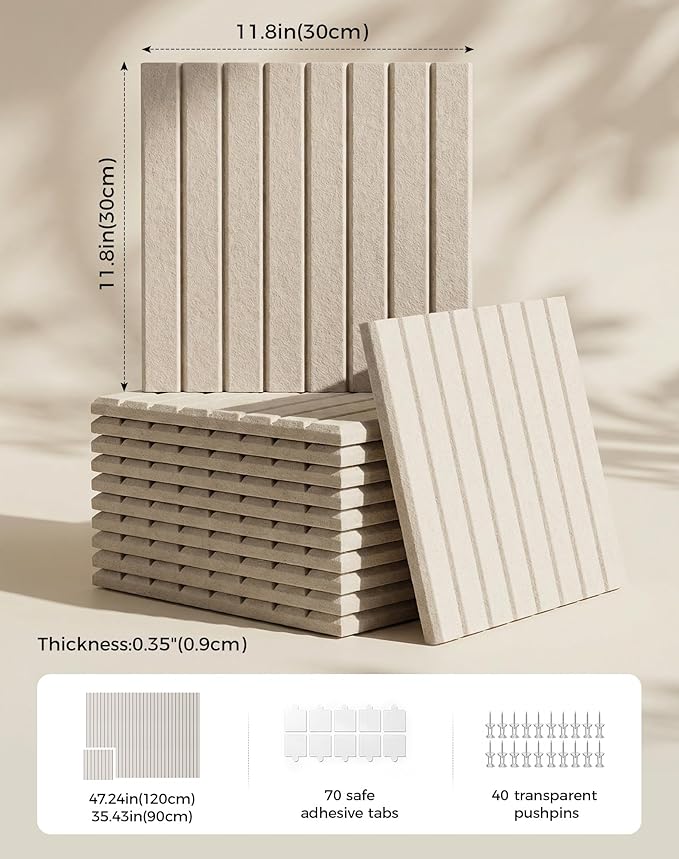 Aothia 12-Pack Felt Bulletin Board Tiles 48"x36", Modular Pin Board