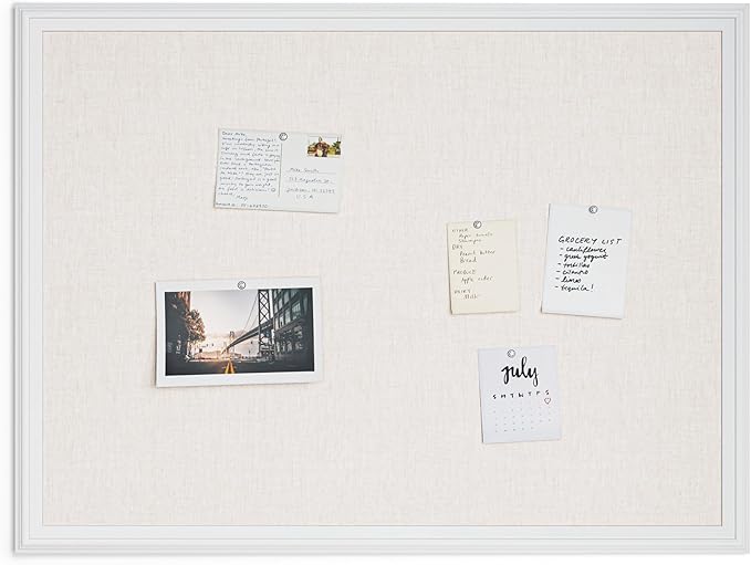U Brands Farmhouse Linen Bulletin Board, Industrial Grade Pinning Surface