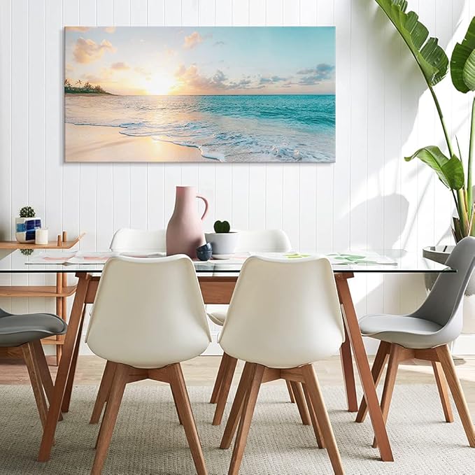Goldfoilart Ocean Beach Sunset Canvas Wall Art
