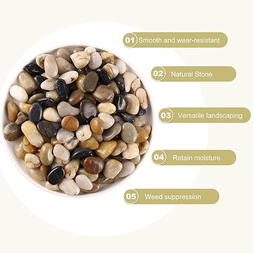 11LB Polished River Rocks for Plants with Mixed Colors 1/4-5/8Inch Decorative Natural River Stones Pebbles for Outdoor Small Stones Gravels for Home Decoration