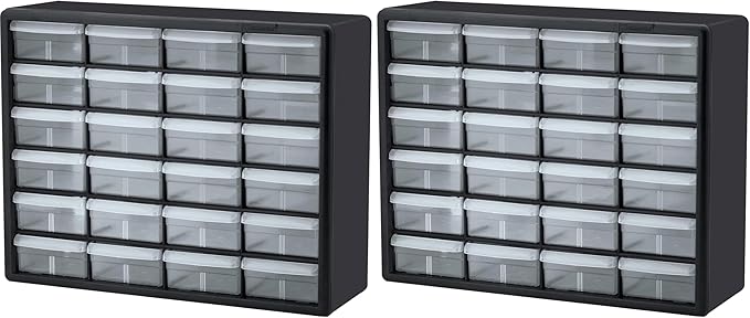 Akro-Mils 24-Drawer Plastic Storage Cabinet | 20" W x 6" D x 16" H | Black |