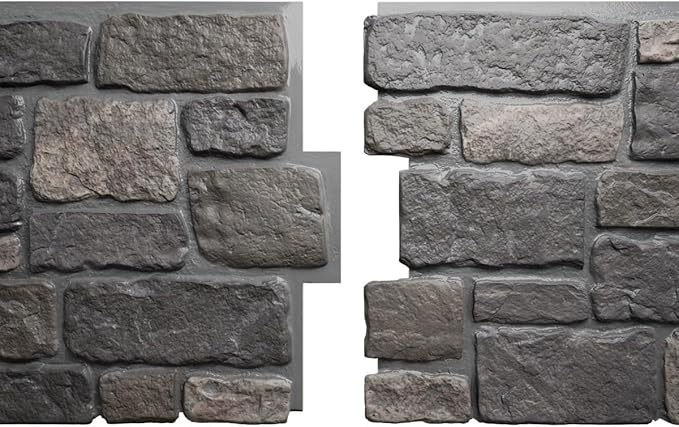 EverStone Cobblestone Faux Stone Panel, Charcoal Color