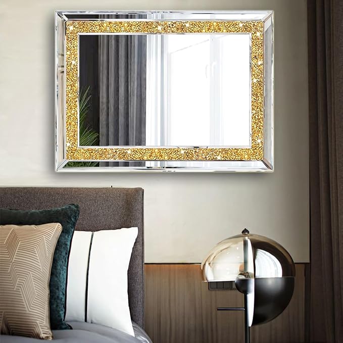 2 Piece Wall Mirrors, Crush Diamond Wall Decor