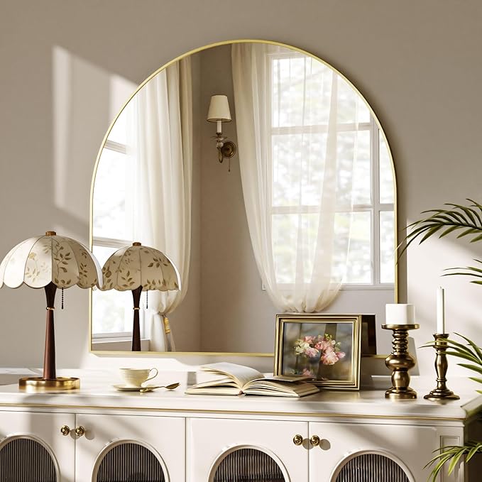 VooBang Wide Arched Wall Mirror, 31 x 32 inch Arch Bathroom Mirror, Wall