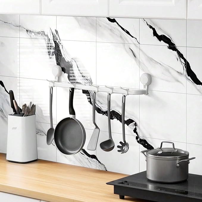 Chejiaye 10pcs Marble Peel and Stick Backsplash Waterproof Washroom Wall Panels