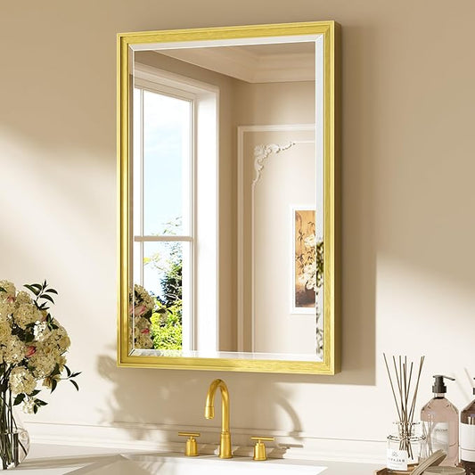 Keonjinn 20" x 30" Gold Bathroom Mirrors