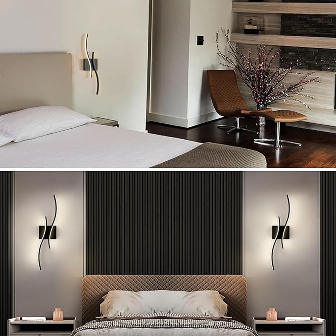 Modern Led Sconce Wall Lighting Indoor 24" Minimalist Industrial Black Wall
