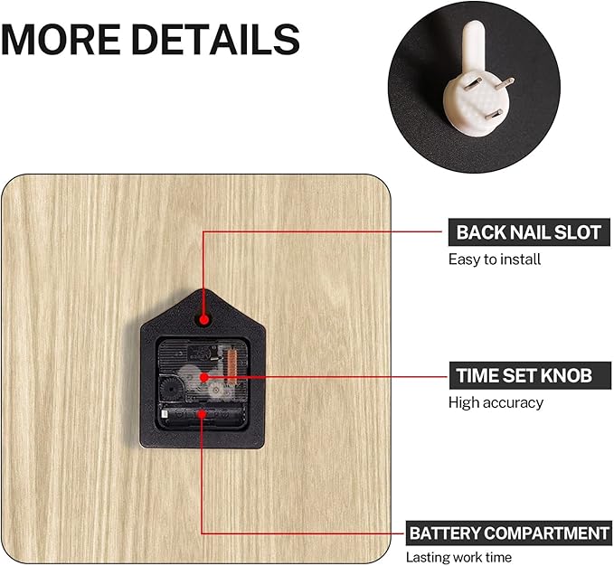 ArtSocket Wooden Wall Clock Silent Non-Ticking