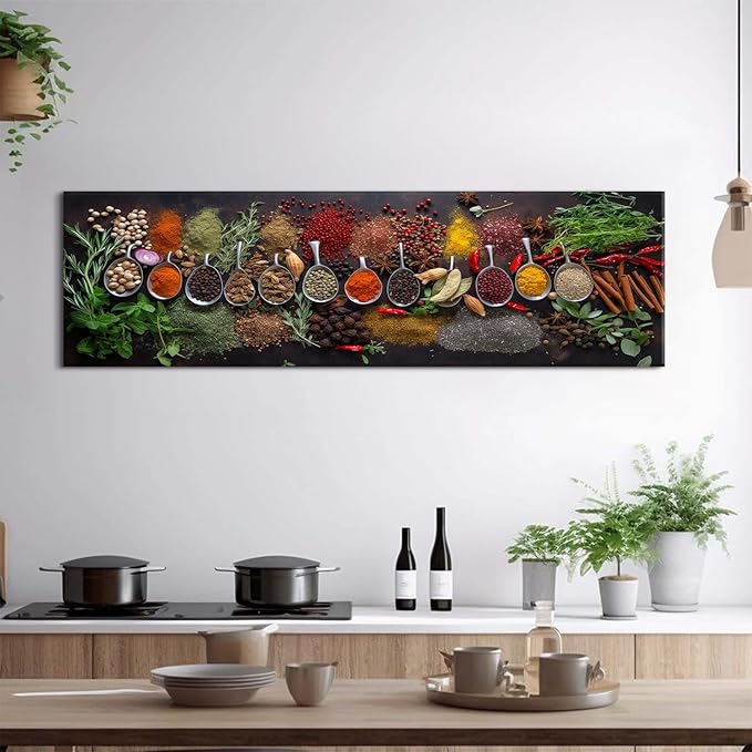 Large Colorful Kitchen Wall Art Spices Herb Food Picture