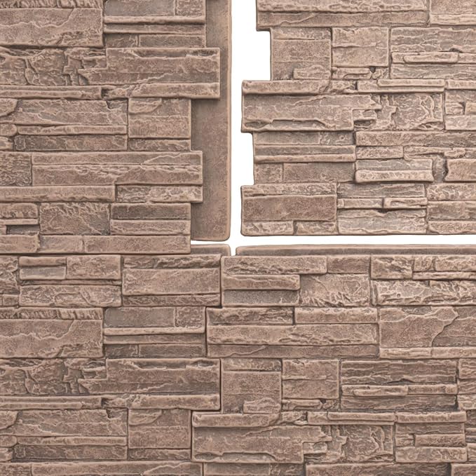 EverStone Cascade Faux Stone Panel, 48 5/8"W x 24 3/4"H x 1 1/4"D, North Hill