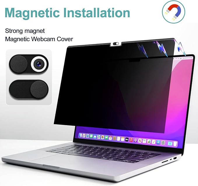 2-in-1 Office Magnetic Privacy Screen Protector with Camera Cover for MacBook Air 13.6/13” (2022-2025, M2/M3/M4), 13.6 inch Business Professional Removable Anti Glare Matte Blue Light Mac Filter Shield