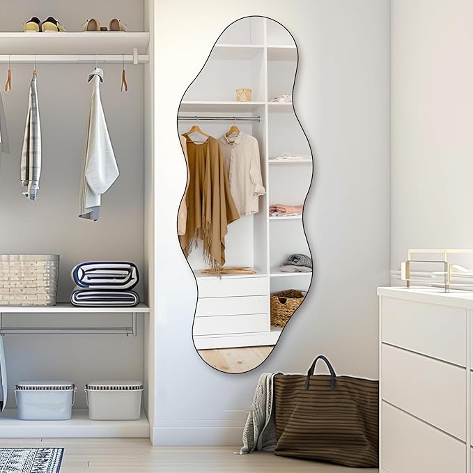 QDSSDECO Full Length Mirror 63"x24" Irregular Wall Mirror Cloud Frameless