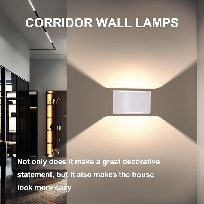 KICAAO Modern LED Wall Sconce, Warm White 3000K, Hardwired Indoor Wall Lights