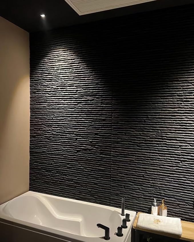 3D Faux Stone Wall Panels, Lightweight & Waterproof Accent Marble Flowing Stone