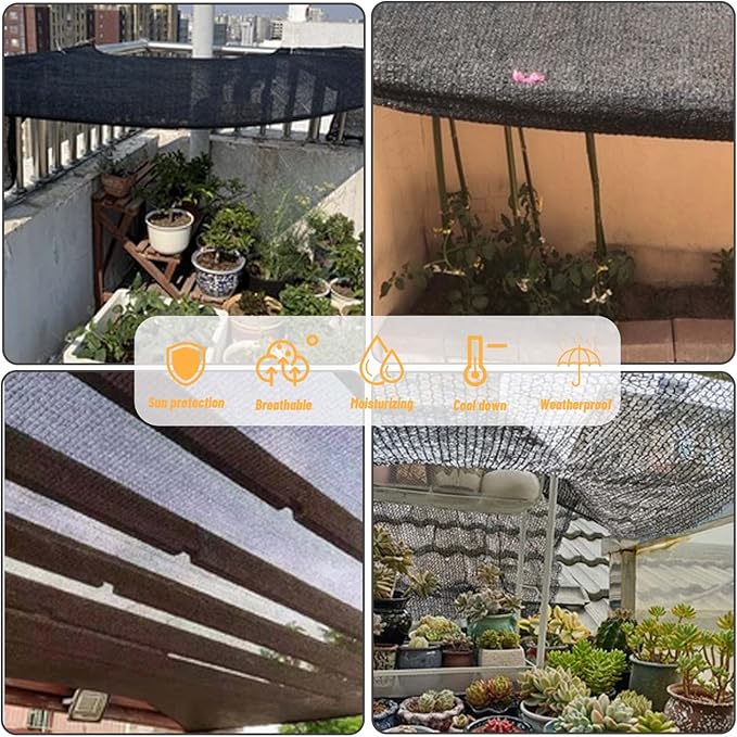 Cool Area 55% 8x20ft Sunblock Shade Cloth Cover Mesh UV Resistant Net for Garden Flower Plant Greenhouse, Black