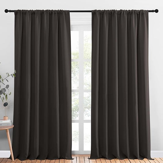 NICETOWN 2 Panels Blackout Curtains, Rod Pocket Thermal Insulated Drapess