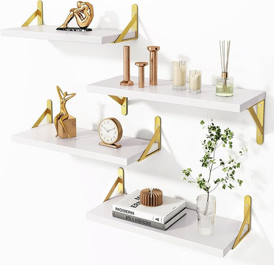 YGEOMER White Shelves for Wall, Different Sizes Wall Floating Shelves for