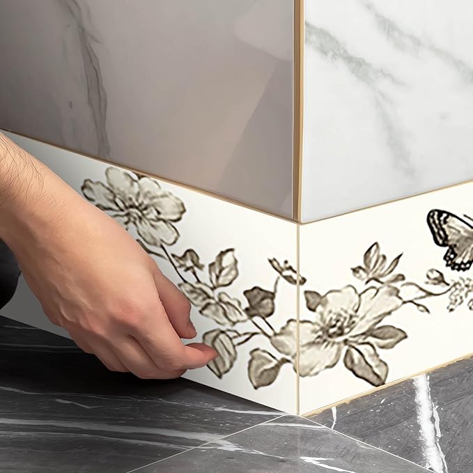 IVN Wallpaper Border Peel and Stick PVC Vintage Butterfly and Floral Design