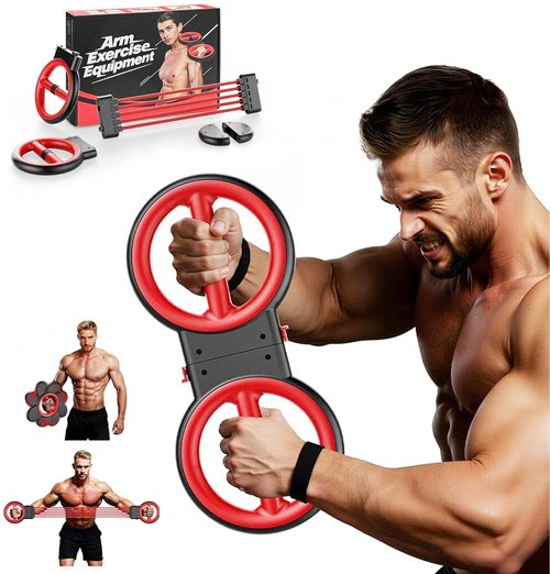 ADISTAR 3-IN-1 Forearm Strength Trainer - 360Â° Rotator Burn Machine, Dumbbell & Chest Expander, Arm Exercise Equipment Adjustable Resistance, Portable Shoulder Strength Training for Upper Body (Black)