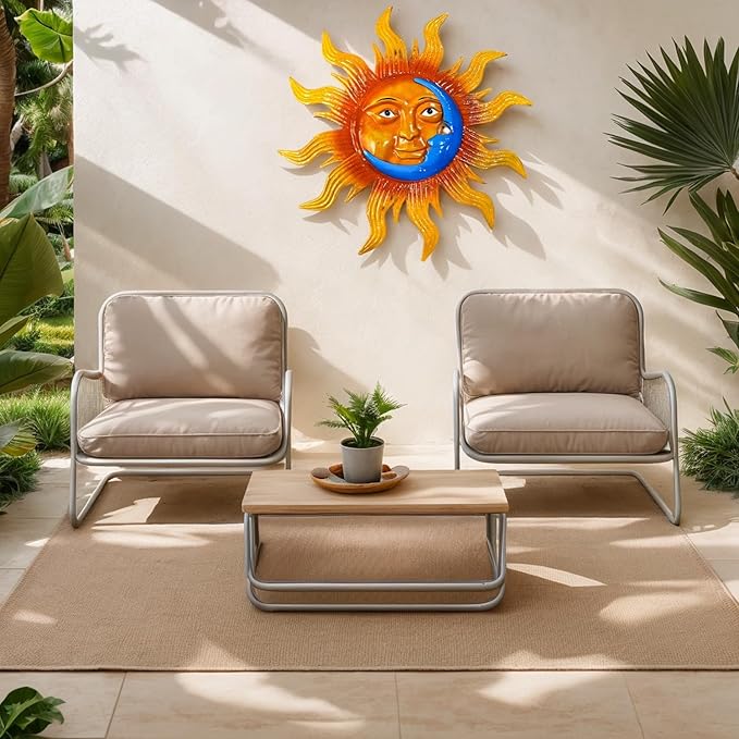 2025 New Metal Birds Outdoor Wall Art Decor+25.7'' Large Size Metal Sun Outdoor Wall Art Decor