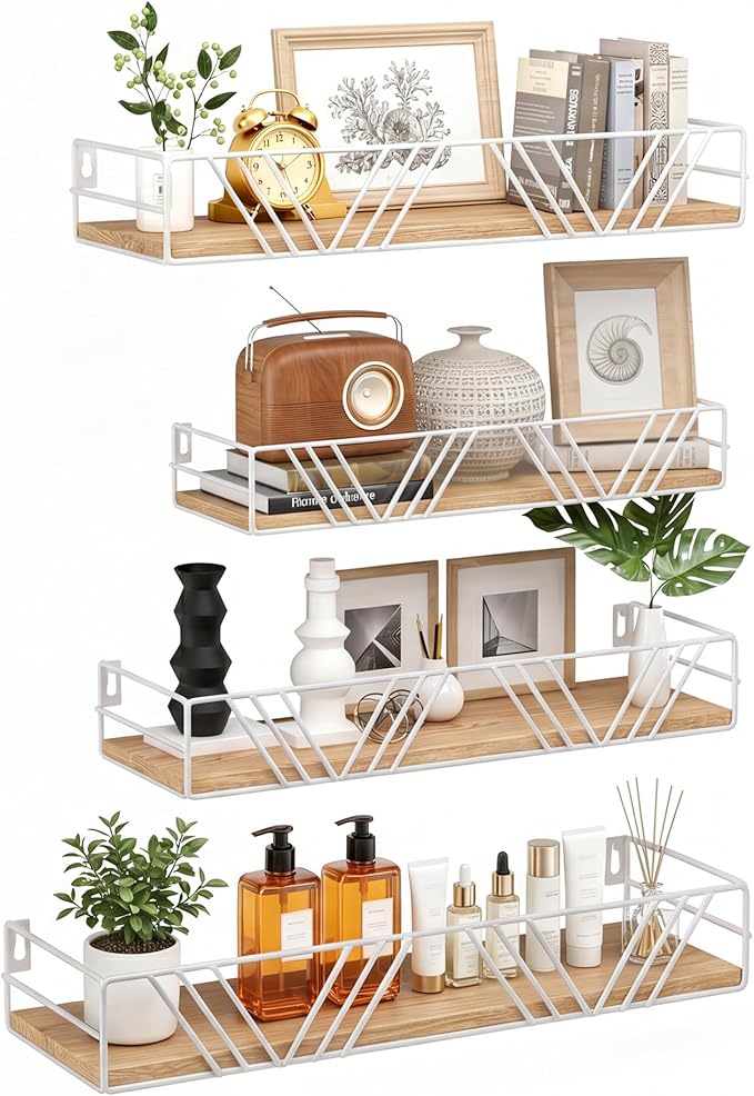 Floating Shelves for Wall, 4 Sets Rustic Wall Mounted Shelves