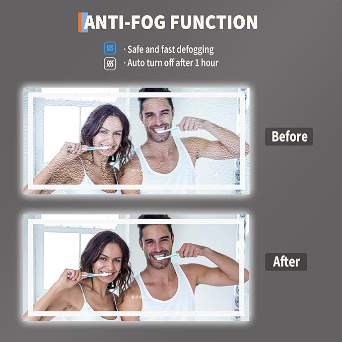 LED Bathroom Mirror 60 x 30 inch, Lighted Bathroom Vanity Mirror