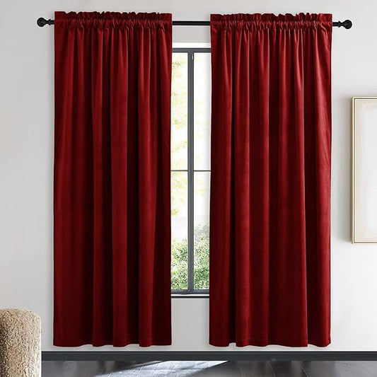 NICETOWN Christmas Red Velvet Curtains and Drapes