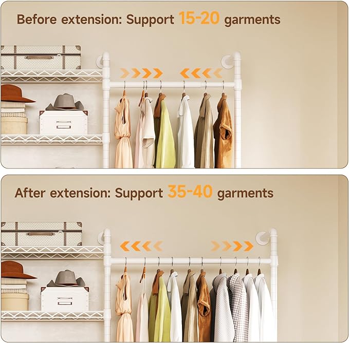 L2 Wall Mounted Closet System, Industrial Pipe Clothing Rack Clothes Racks