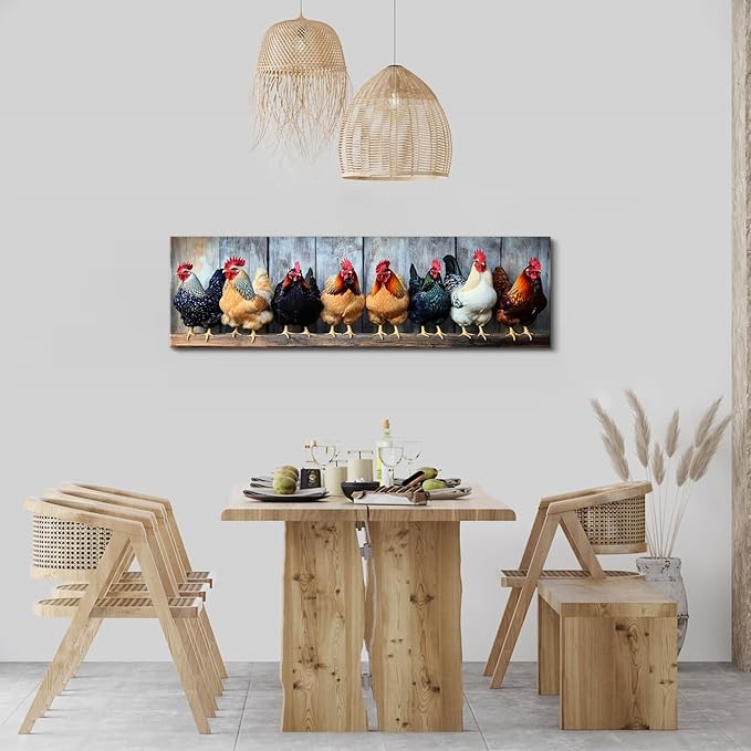 Large Farm Chicken Wall Art Rooster Kitchen Wall Decor Rustic Farmhouse Coop