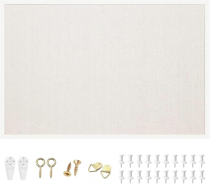 OWLKELA 24'' x 36'' Linen Bulletin Board, Vision Board and Decorative Hanging