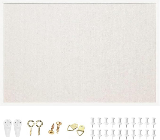 OWLKELA 24'' x 36'' Linen Bulletin Board, Vision Board and Decorative Hanging